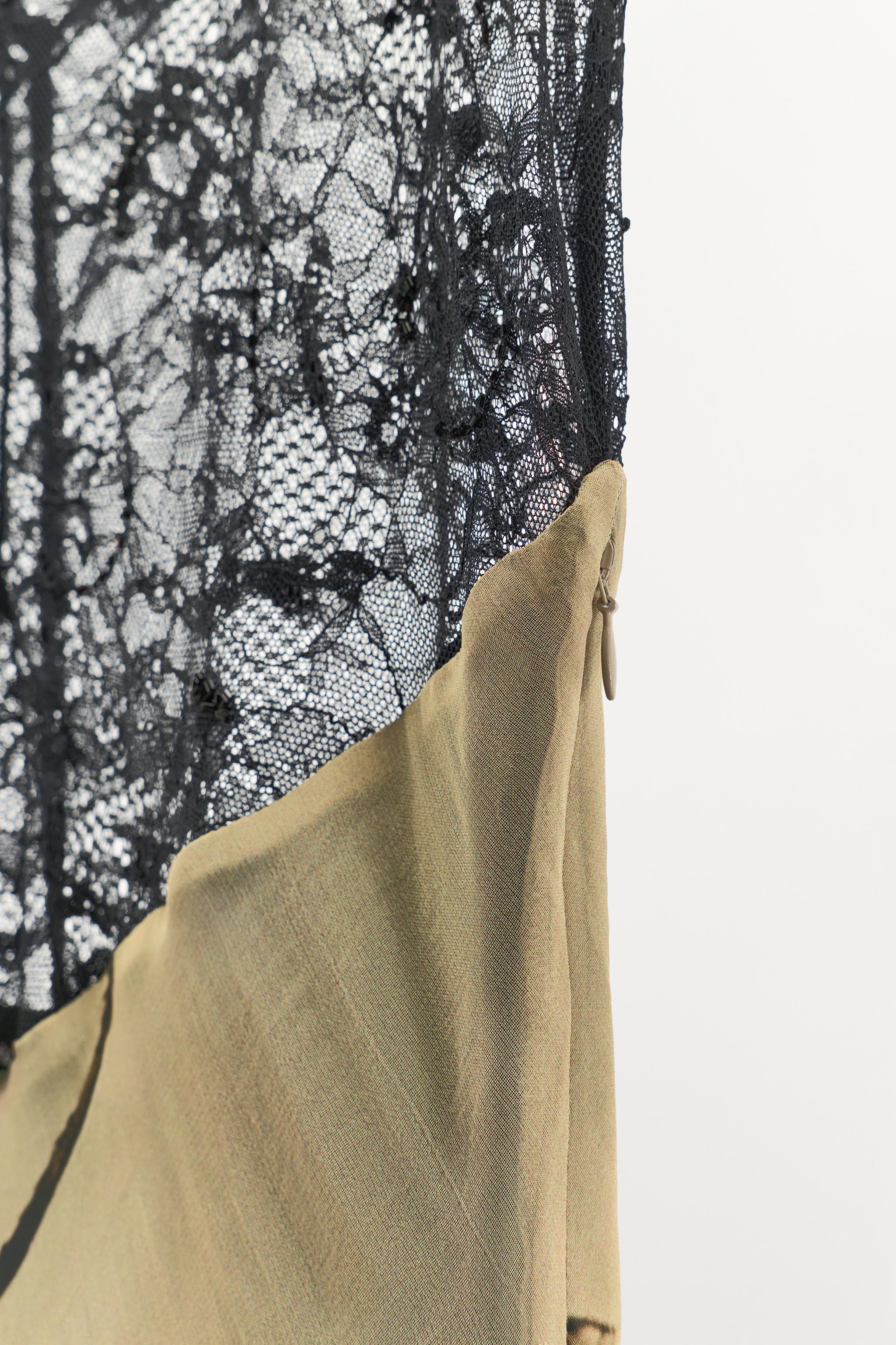 BEADED LACE PRINT DRESS